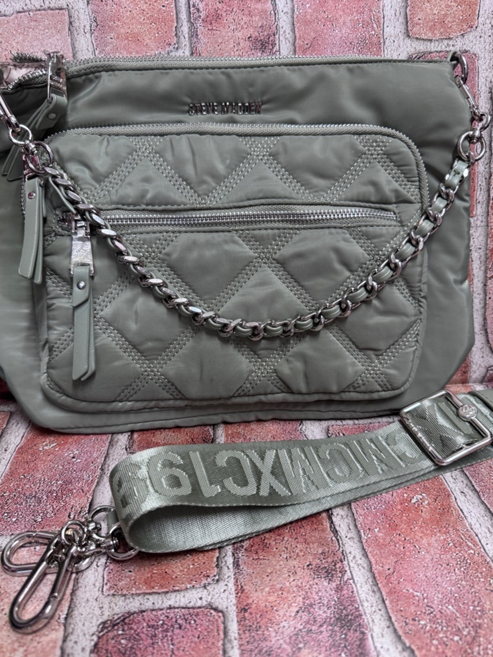 Steve Madden Quilted Crossbody Bag in Sage